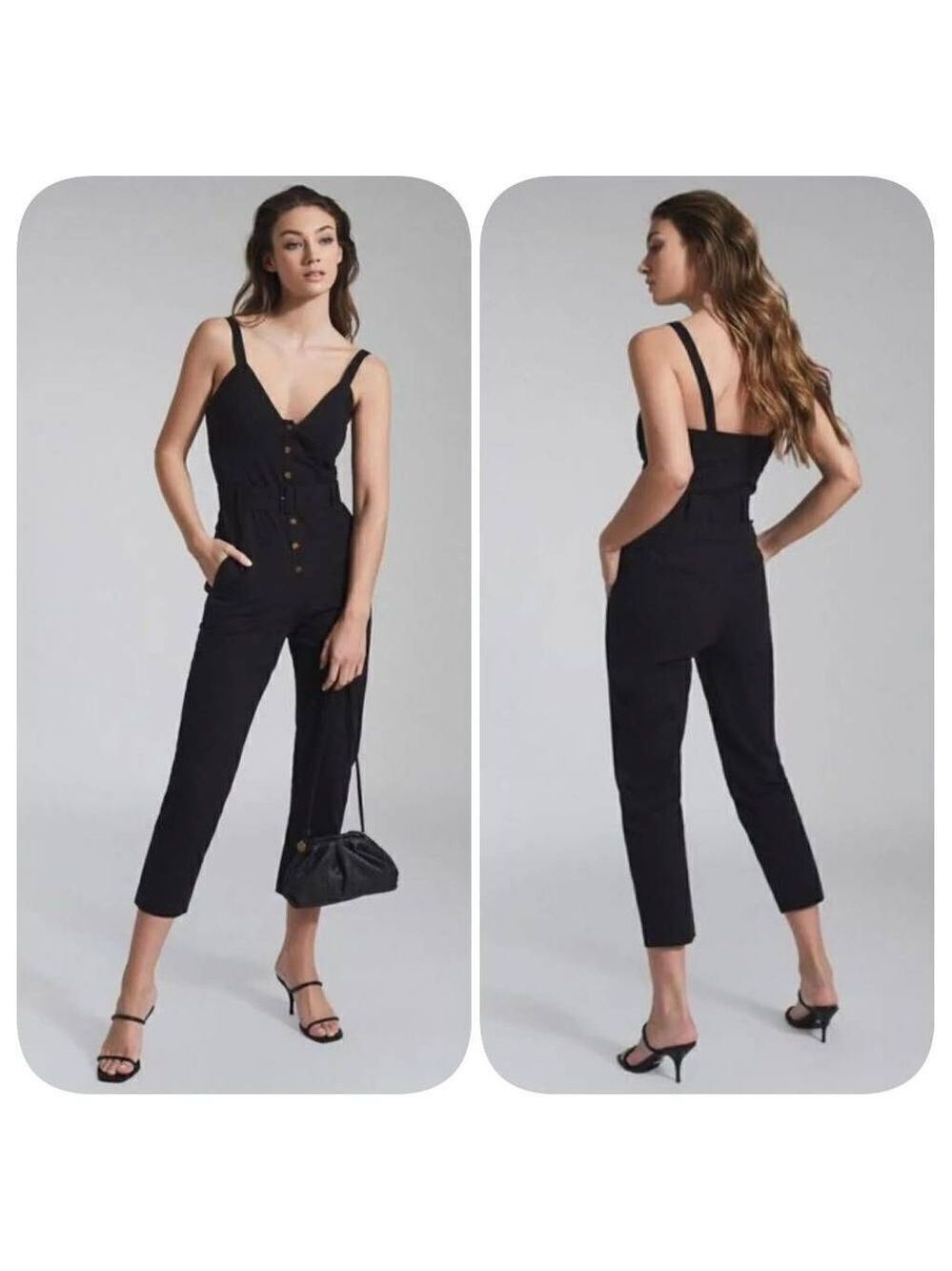 Reiss Sola Button Through Jumpsuit in black Sz 4